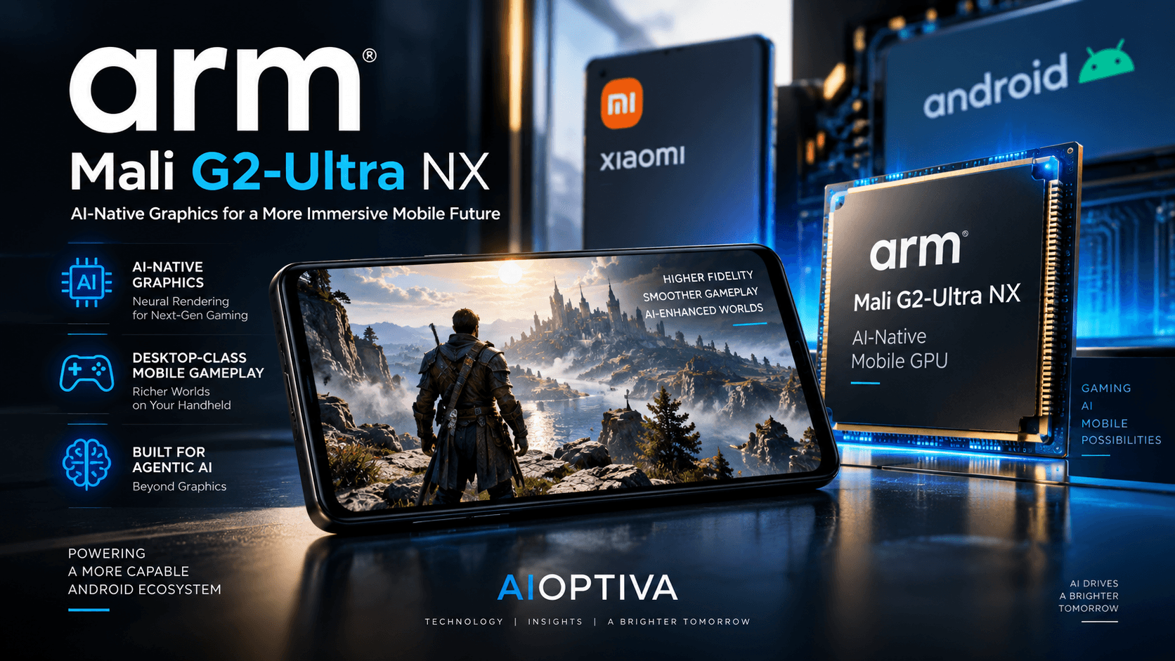 Illustration for Technology article: Arm Unveils Mali G2-Ultra NX GPU With AI-Native Graphics for Android